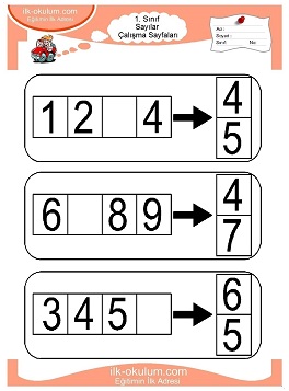 Çocuklar İçin Sayılar Çalışma Sayfaları 